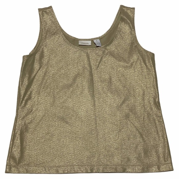 CHICO’S Shimmer Gold Sleeveless Tank Blouse - Picture 6 of 10